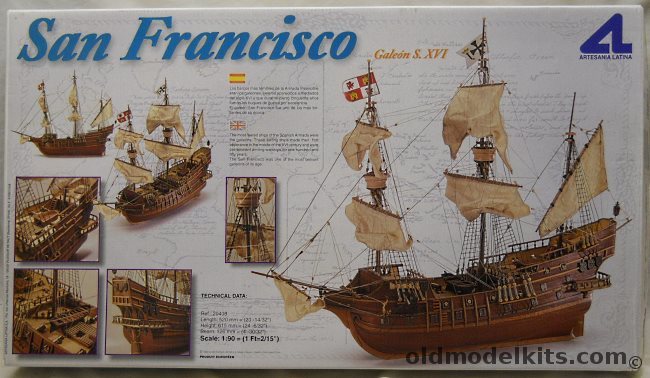 Artesania Latina 1/90 San Francisco 16th Century Spanish Galleon, 22408 plastic model kit